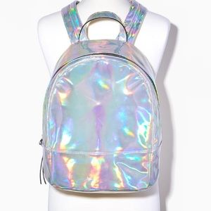 Large iridescent holo holographic backpack bag